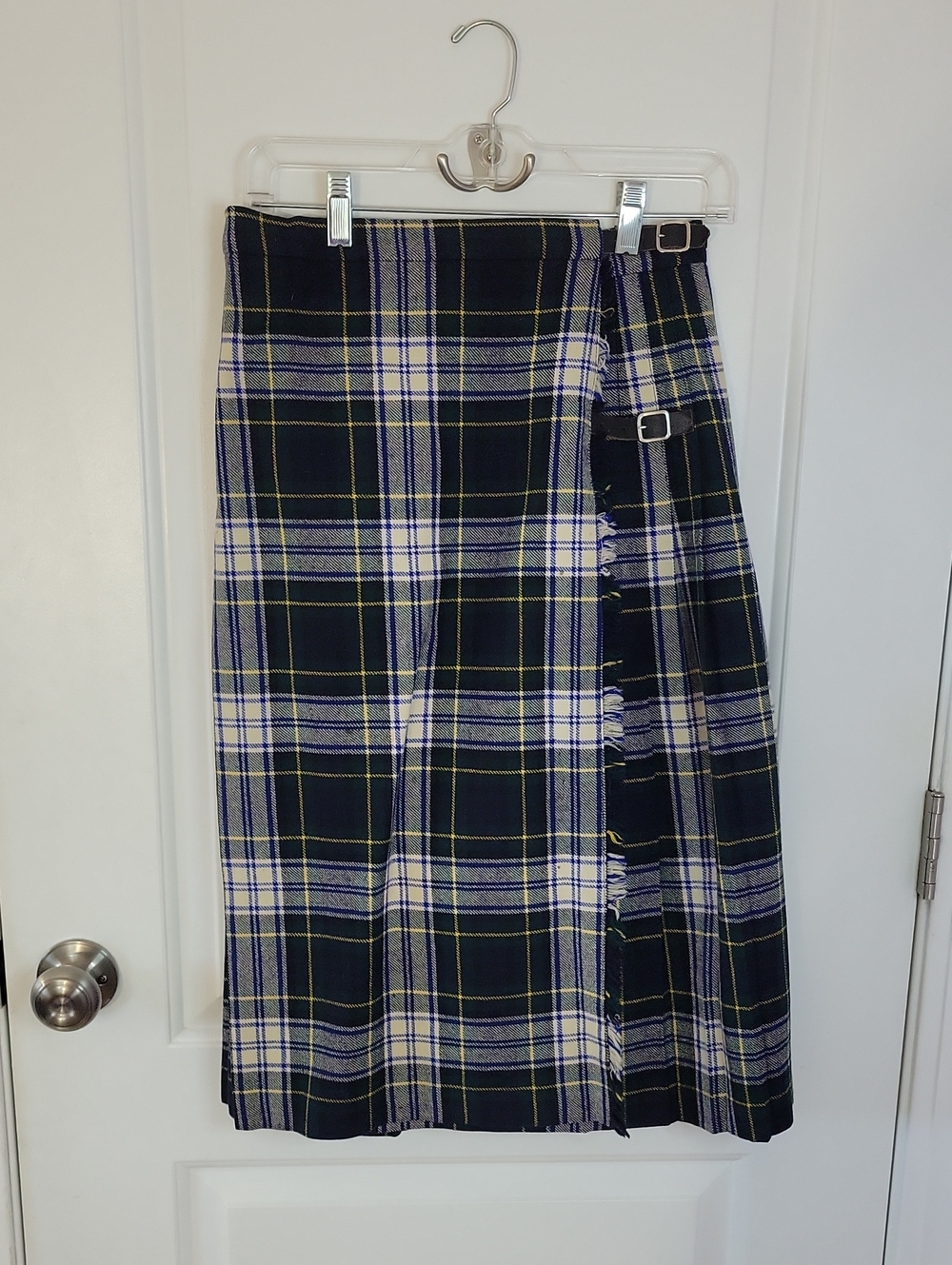 Vintage L.L Bean Tartan Pleated Long Wool Kilt Wrap Skirt